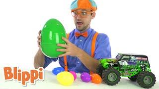 WOW! Blippi Goes on a Monster Truck Easter Egg Hunt | Blippi | Easter Activities | Funny Videos