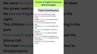 Tenses In English Grammar With Examples | Past Continuous