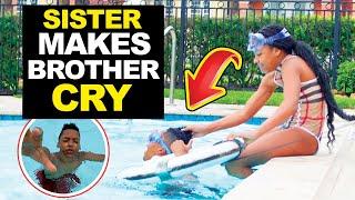 Sister Makes RECKLESS Brother CRY At The Pool...