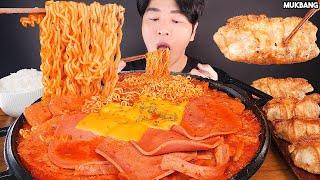 햄가득 부대찌개 라면 군만두 흰쌀밥 먹방! Spicy Sausage Stew  Noodles Fried Dumpling EATING ASMR MUKBANG