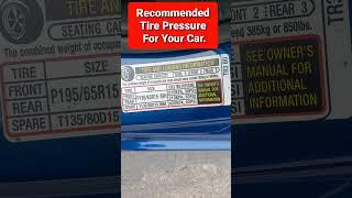 Recommended Tire Pressure For Your Vehicle. #