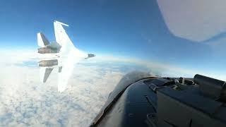 Dramatic moment: Russian Su-35 passes inches from USAF F-16