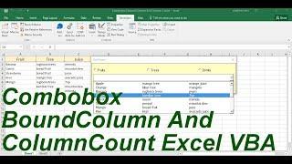 Combobox Boundcolumn And Columncount Excel VBA