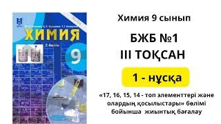 1 БЖБ 1 нұсқа 3 ТОҚСАН  ХИМИЯ 9 СЫНЫП "VII,  VI, VI, IV - топ элементтері және олардың қосылыстары"