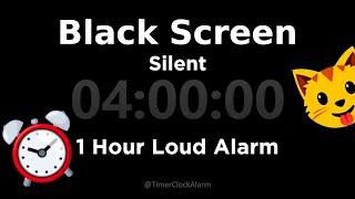 Black Screen  4 Hour Timer (Silent) 1 Hour Loud Alarm | Sleep and Relaxation