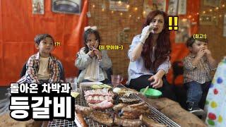 [ENG sub] Car Camping with 3 Kids & BBQ Ribs!!!