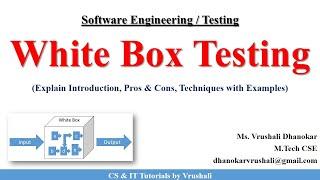 SE 42 : White Box Testing | Techniques with Examples