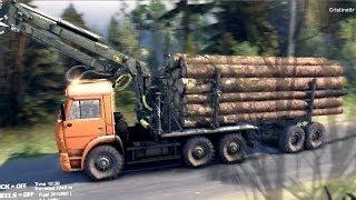 SPINTIRES 2014 Full Version Preview - Kamaz With Medium Log Trailer Loaded With Logs