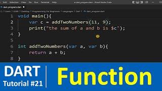 Dart Tutorial #21 - Functions in Dart Programming