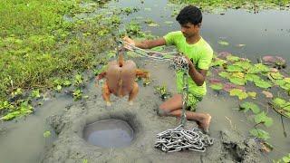 Best Undergound Fishing River   Chicken Hook Fish.Unique Fishing Amazing Boy Underground Fishing