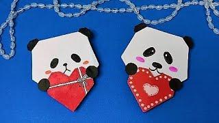 ОРИГАМИ ПАНДА С СЕРДЦЕМ ИЗ БУМАГИ / ORIGAMI PANDA WITH A HEART