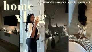 HOME VLOG  | decorating for xmas in my first apartment + diy candle making + decor shopping + more