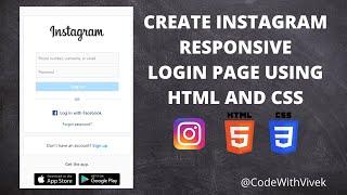 Create a responsive instagram login page using HTML CSS || Create instagram login using CSS and HTML