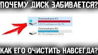 Почему заполняется диск С? Как очистить диск и прекратить постоянное заполнение?