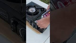 Lock in butane canister on camping stove #camping