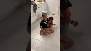Dad catches little sister biting big sister #shorts