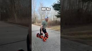Sprinting with more and more ankle weights.