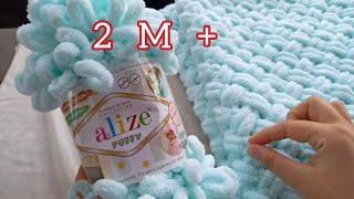 ŞİŞ YOK TIĞ YOK 1 GÜNDE BATTANİYE YAP BİTİR ALİZE PUFFY İP İLE BEBEK BATTANİYESİ no needle no hook