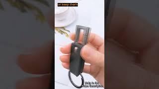 Foldable Metal Hook & Leather Loop Car Keychain for Both Women and Men