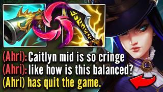 I made this Ahri rage quit with my broken Caitlyn mid tech... (THIS IS FREE WINS)