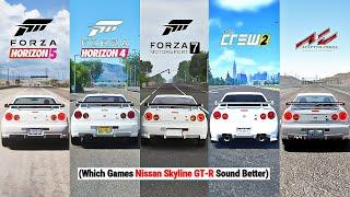 Nissan Skyline GT-R R34 Comparison - FH5 Vs FH4 Vs FM7 Vs Assetto Corsa Vs TC2, Project Cars 3, NFSH