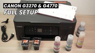 How to SETUP Canon PIXMA MegaTank G3270 & G4770 Printer (Install Ink, Paper, Wi-Fi Connect, Scan..)