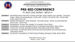 Procurement Livestream for DPWH Biliran DEO on Oct. 11, 2024 (Pre-Bid Conference - CIVIL WORKS B4)