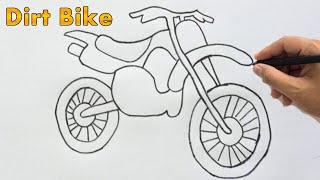 How to Draw a Dirt Bike Drawing Easy Outline | Motocross Bike Sketch Step by Step