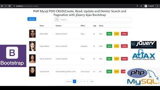 PHP Mysql PDO CRUD(Create, Read, Update and Delete) Search and Pagination with jQuery Ajax Bootstrap