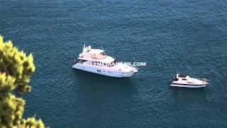 White yacht in the sea. Free HD stock footage.