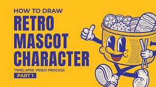 How to Draw a Retro Mascot Character Design in Procreate, Timelapse Video