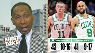 FIRST TAKE | "Celtics are champions"- Stephen A. on Pritchard & White combine for 84 Pts in win game