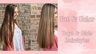 Trimming Hair & Adding Blonde Highlights - Boys & Girls Hairstyles