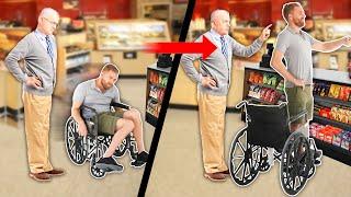 Cutting People in Line in a Wheelchair then Standing Up to Pay