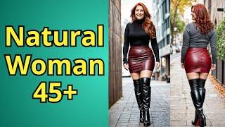 Leather Mini Skirt and Thigh High Boots for Natural Mature Women