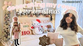 decorating my room for christmas ️ VLOGMAS DAY 1 | *pinkmas* *ballet core* *nutcracker-inspired*