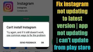 Fix instagram not updating to latest version | apps not updating | can't update from play store