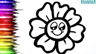 Flower  Drawing, Colouring for Kids, Toddlers, Drawing for Kids, ​ @DRAWINGWITHNITA