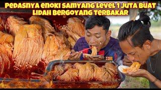 PEDAS SETAN JAMUR ENOKI BANJIR SAUS SAMYANG LEVEL 1 JUTA KRENYES2 BUAT LIDAH TERBAKAR