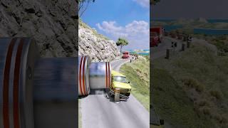 Cars & Ambulances vs Giant Bollards Crash - BeamNG Drive #beamng #shorts #beamngdrive #cars