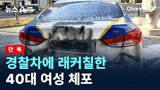 [단독]경찰차에 래커칠한 40대 여성 체포 / 채널A / 뉴스A