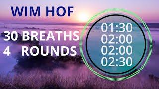 Wim Hof Guided Breathing Session - 4 Rounds Intermediate No Talking