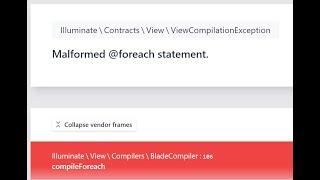 Laravel Solución: Malformed @foreach statement.