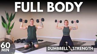 1 HOUR FULL BODY WORKOUT for Strength - With Weights - Build Muscle at Home + ABS