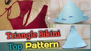 DIY TRIANGLE BIKINI TOP PATTERN MAKING/ PATTERN DRAFTING. HOW TO MAKE A TRIANGLE BIKINI TOP,EASY DIY