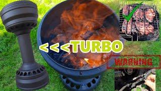 An incredible homemade Turbo grill made of car discs! Tests! The first problems!