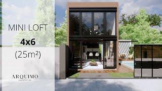 4X6 Mini Loft Plan | Tiny House with Loft | Loft with Pool | 24 M²