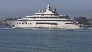 $300M yacht owned by Russian oligarch Suleiman Kerimov being towed into San Diego