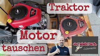 Motorwechsel Rasenmäher Traktor. Viking, Briggs und Stratton. Engine change tractor lawn mower