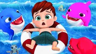 Five Little Shark Song l Banana Cartoon Preschool Sign Language Nursery Rhymes & Kids Songs